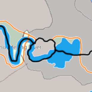 Map of Weslading with color coded terrain