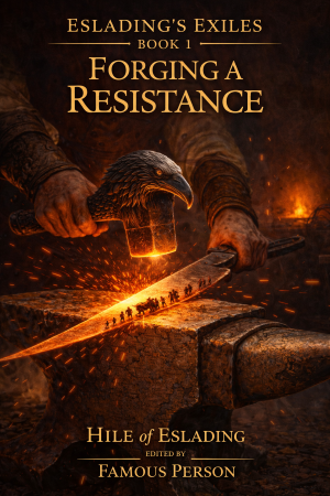 Forging a Resistance cover: Raven Hammer, exiles on the blade, and map-covered anvil